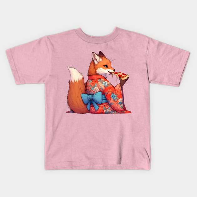 Pizza wolf for pizza lovers Kids T-Shirt by Japanese Fever